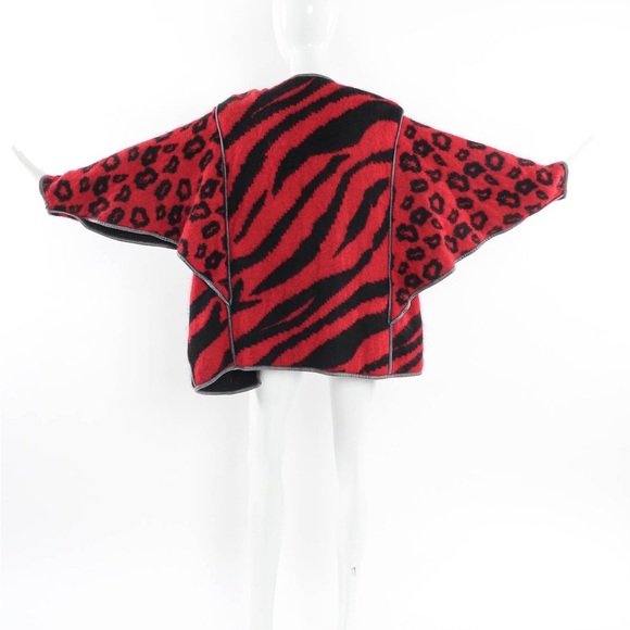 Mohair red/black multi animal print sweater by Escada - Picture 5 of 11